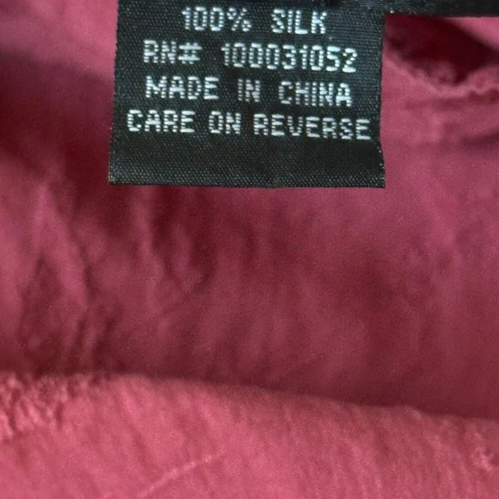 Citron Santa Monica Womens L Silk Button Tunic Blouse Embossed 3/4 Sleeve Red - Picture 4 of 4